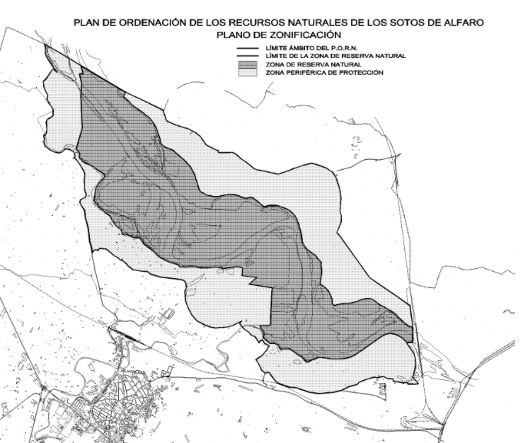 Cartografía de la Reserva Natural de los Sotos de Alfaro actual